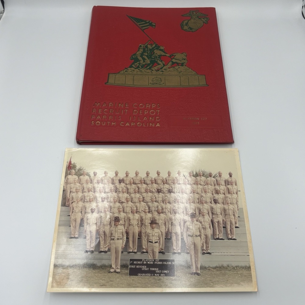 USMC Marine Corps Recruit Depot Paris Island Yearbook 1971 Platoon‎ 127 W/PHOTO